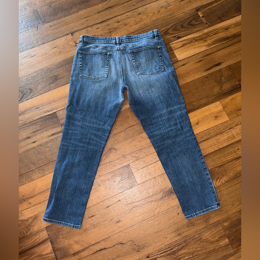 Like New Eileen Fisher Organic Cotton Stretch Straight Jeans High Waist Size: 12 - Picture 7 of 12